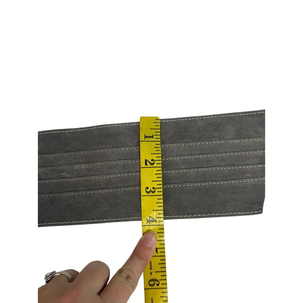 Vtg Gray Suede Like Waist Belt- thin to thick- 38